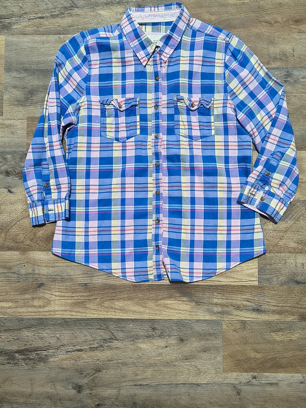 Abercrombie & Fitch Girls' Plaid Button-Down Shirt - Blue & Pink